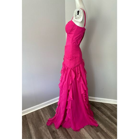 NWT PATBO BUSTIER RUFFLE MAXI DRESS SIZE 4 $1100 - Picture 8 of 12